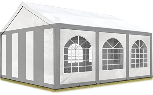 TOOLPORT Hochwertiges Partyzelt 4x6 m Pavillon Zelt PE Plane 450 N Gartenzelt Festzelt Bierzelt Wasserdicht grau-weiß