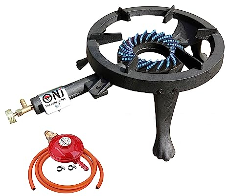 NJ GB-24 Gas Boiling Ring Cast Iron Burner Large Cooker LPG Stove Outdoor 8kW (Propane 37mbar Screw-on)