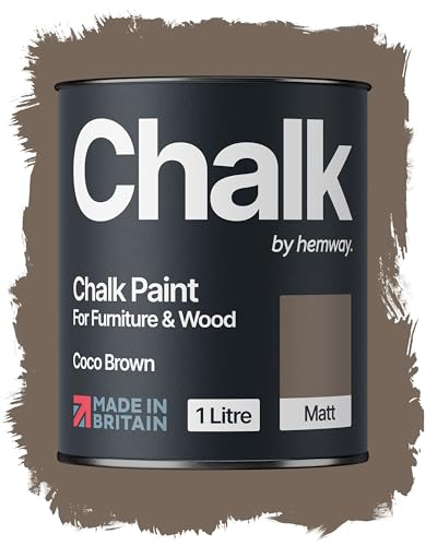 Hemway Chalk Paint Coco Brown Furniture Paint 1L, Matt Finish Shabby Chic, Chalk Furniture & Walls, Quick Dry & 1 Coat