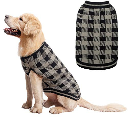 KOOLTAIL - Maglione invernale per cani rosso e nero, motivo scozzese invernale morbido da baseball, per indossare l'animale domestico