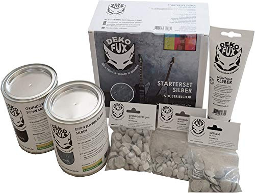 dekofux Starterset 3D Wandgestaltung, Dekoration für Wände und Möbel (Silber)