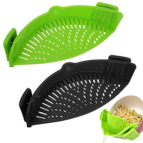 YEVIOR Clip on Strainer for Pots Pan Pasta,Silicone Food Pan Strainer