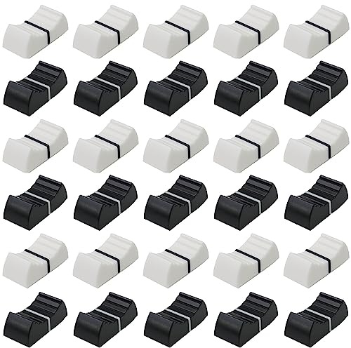 30 Pack Black & White 8mm Fader/Slider Control Knobs For Audio Mixer