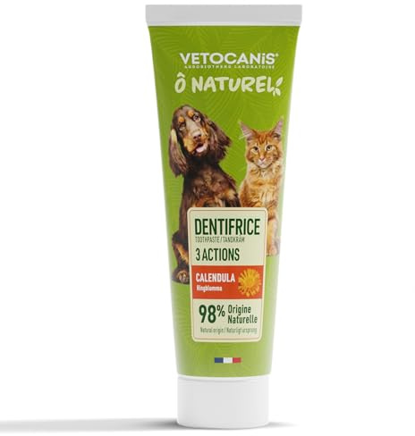 VETOCANIS - Dentifrice pour Chien et Chat - Soin Dentaire Triple Action - Tartre, Gencives Saines - A L'Extrait de Calendula - Fabriqué en France
