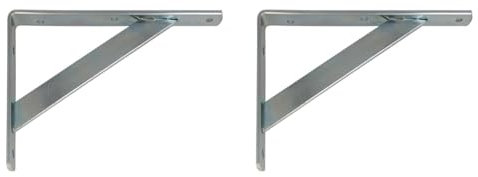 Amig - Regalwinkel Edelstahl Mod. 9 | Metallwinkel für Regale | Regalhalterung | Farbe: Verzinkt | Maße: 250 x 200 mm | Empfohlenes max Gewicht: 330 kg (Packung mit 2)