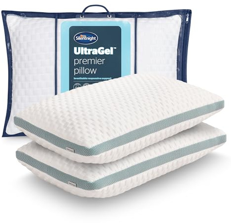Silentnight Ultragel Support Pillows 2 Pack - Luxury Firm Support Pillows Responsive Pressure Relief for Neck and Shoulder Pain - Ideal for Stomach, Back and Side Sleepers - 2 Pack