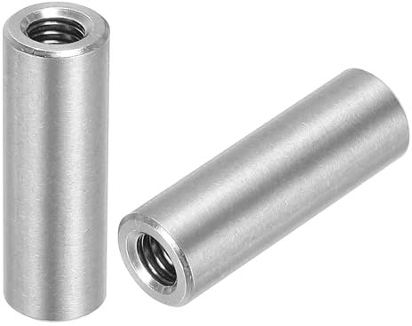 sourcing map 5Pcs M6 Round Connector Nuts, 304 Stainless Steel Coupling Nut 30mm/1.18 Length Sleeve Rod Bar Stud Nut for Bracket, M6x30x10mm