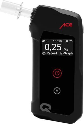 ACE Q Alkoholtester - Promilletester mit Speicher und OLED-Display - polizeigenau kalibriert - Alkotester für Auto und Party