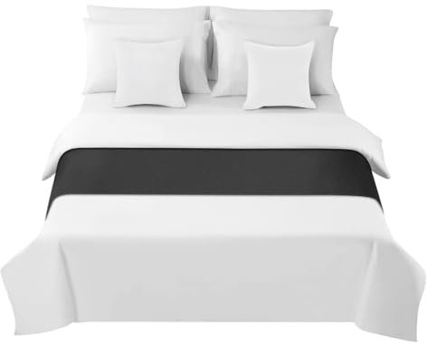 Morbuy Runner Letto Matrimoniale, Corridore Letto, Morbido Sciarpa e Federa da Letto, Tinta Unita Modern Scarf Runner Decorazione per Alberghi Hotel (Nero,50x210cm)
