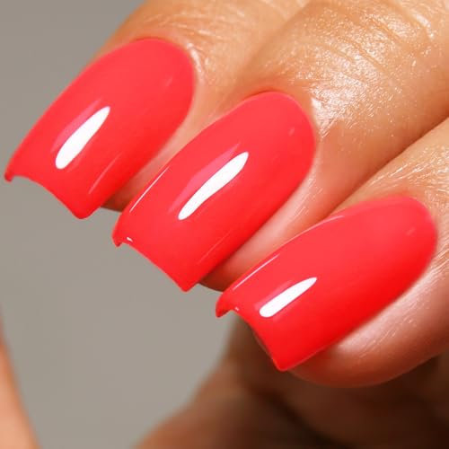 Ozzeal Smalto Semipermanente Unghie Neon, 15ML Fragola Rosso Smalti Semipermanenti Per Unghie Primavera Estate Smalto Gel Soak Off Led UV Gel Nail Polish