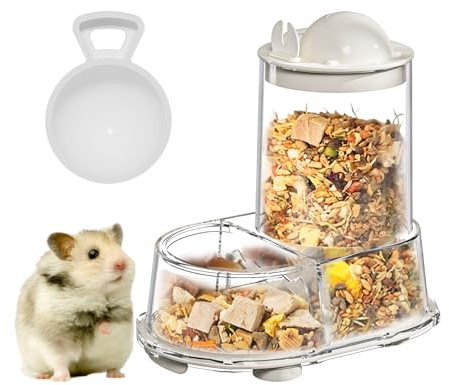 Distributeur automatique de nourriture pour hamster nain syrien, gerbilles, souris, cochon d'Inde, hérisson (blanc)