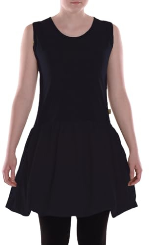 Vishes Alternative Bekleidung - Damen Wadenlang Kleid Baumwolle Casual verstellbares Kleid schwarz 48