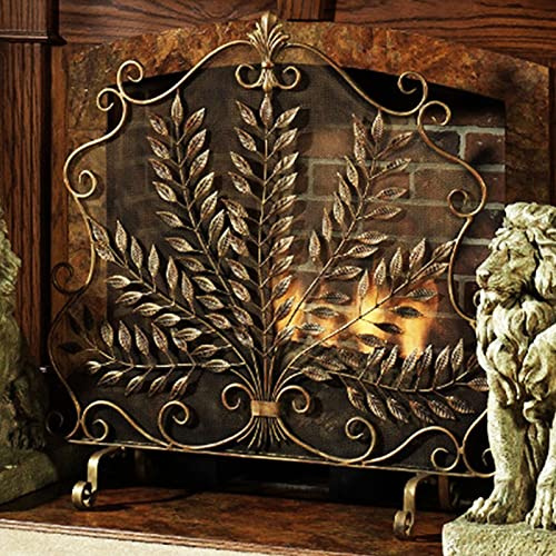 Guardia antincendio vintage per caminetto aperto braciere bruciatori a legna sicurezza bambino camino schermo rete recinzione con foglie Gas Log Protector Indoor Outdoor Decor/ornamentale