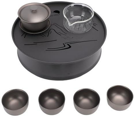 Sxhlseller Juego de té de Viaje de Titanio |Kit de Elaboración de Cerveza Kung Fu Multifuncional de 3L con Bandeja y Tazas para Acampar, Senderismo, Oficina