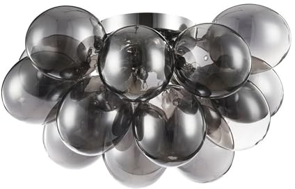 Maytoni BALBO Deckenleuchte Rauchglas, 4 flammige Deckenlampe mit Glaskugeln, Deckenbeleuchtung für Wohnzimmer & Esszimmer