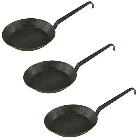 Markenlos Set di padelle in Ferro battuto con Gancio Manico in Tenendo. Misure e Set, Acciaio Inox, Typ1-3er