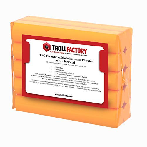 TFC Troll Factory Modelliermasse I Formenbau Plastilin I weich bleibend, orange I 1 x 1000 g
