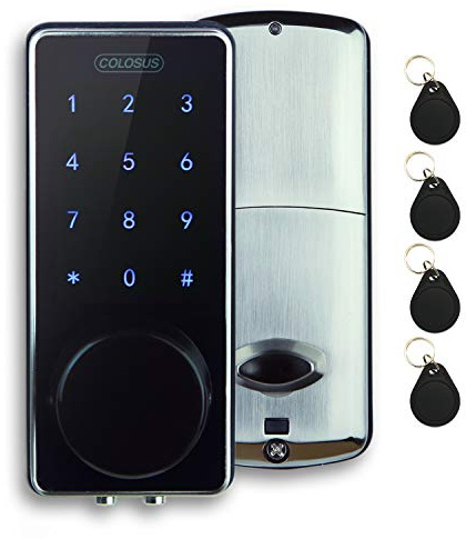 COLOSUS NDL626 Keyless Entry Deadbolt Smart Door Lock with Auto-Lock, Anti-Theft, Touchscreen Keypad– Up to 100 Users – Multiple Codes, 4 Key Fobs, 2 Keys