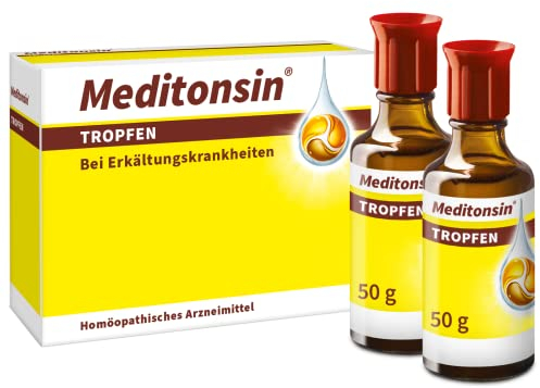 Meditonsin Tropfen 2 x 50 g - bei ersten Anzeichen einer Erkältung - Erkältungs Medikament bei Husten & Schnupfen - natürliches Arzneimittel - für die ganze Familie geeignet