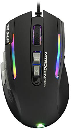 The G-Lab Kult NITROGEN Atom Mouse Gaming con Cable de Alto Rendimiento –Sensor Óptico 4800 dpi, RGB, 9 Botones Programables, Ultraligero, Ideal para MOBA/FPS – Compatible con PC/PS5/Xbox One – Negro