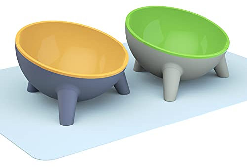 Katzen Futternapf Doppelte Katzennäpfe Fressnapf: Dorakitten 2 Stück Katze Erhöhte Wassernapf Set mit Matte Erhöhtem Ständer Haustier Katze napf Schüssel für Kleine Hunde Futter und Wasser