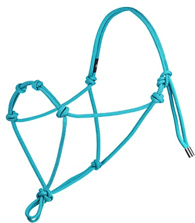Harrison Howard Rope Halters for Horses Super Sturdy Horse Rope Training Halter with 4 Knot 1/4 Stiff Halter Cord Size Yearling -Turquoise