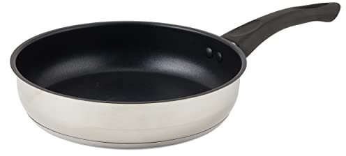 Russell Hobbs RH02629EU7 Stainless Steel 24 cm Frying Pan – Non-Stick Coated Cooking Pan, Easy Clean, Induction Hob Suitable, Stay Cool Handle, Durable, Dishwasher Safe, Tall Sides for Sautéing