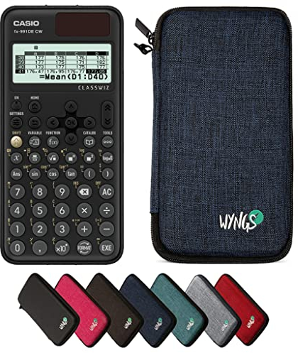 Casio fx-991DE CW ClassWiz inkl. WYNGS Schutztasche Blau - Wissenschaftlicher Taschenrechner - Basic Paket