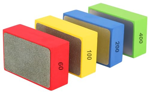 Diamant Handpolierpads, 4 Stück Handschleifpad, Schleifblock Set Schleifpad Glas Schleifpads Schleifblöcke Polierpads für Granit Marmor Keramik (60# 100# 200# 400#)