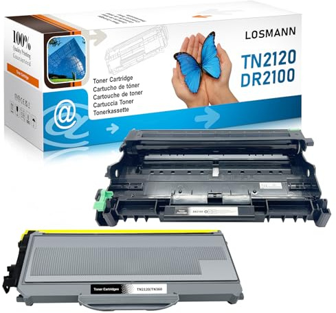 LOSMANN 1x Toner und 1x Trommel kompatibel für Brother TN2120 DR2100 für Brother DCP-7030 DCP-7040 DCP-7045N HL-2140 HL-2150N HL-2170 HL-2170W MFC-7320 MFC-7340 MFC-7440N MFC-7840W (2 Pack)