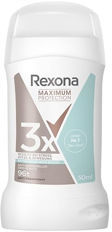 Rexona Maximum Protection Anti Transpirant Stick Antibakterieller Deo-Schutz Deodorant mit 96 Stunden Schutz vor Schweiß und Körpergeruch 50 ml