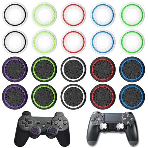 20PCS Capuchons de Joystick pour PS5/PS4/PS3, Capuchons de Manette de Jeu, Grip Caps Joystick Thumbstick, Capuchons Manette Pouce Protection Silicone pour Xbox/Xbox 360/Series X/S/Xbox Elite