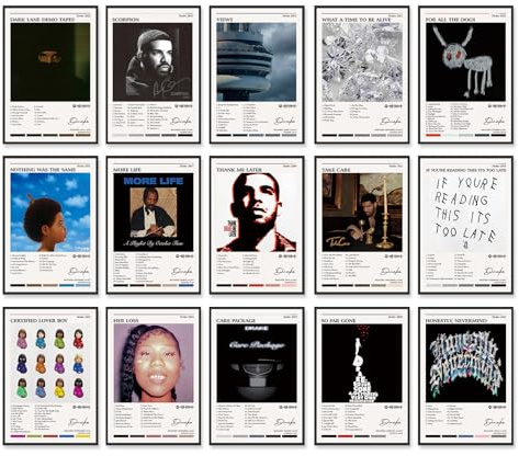 15 pósteres de portada de álbum de 8 x 12 pulgadas, impresiones de papel sin marco, pósteres musicales, kit de collage de arte de pared para decoración de habitación