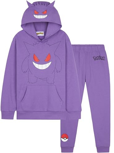Pokemon Tracksuit Set Boys, Teens, 2 Pc Hoodie Joggers, Anime Hoodie Sweatpants Kids Clothes Teen Apparel, Gifts for Boys (7-8 Years, Purple Gengar)
