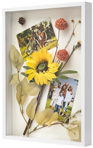 WISYOK Marcos con Profundidad A3, Marcos de Fotos 3D para Preencher, Molduras Profundas como Flores, Ramos de Casamento e Objetos Decorativos -43,5x31x4,5cm (Blanco)