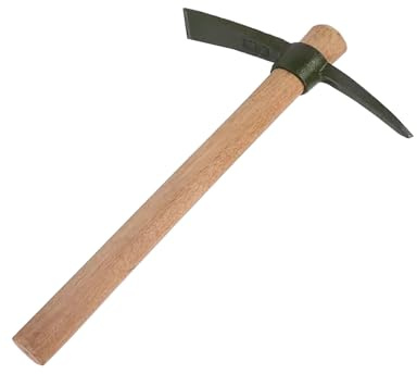 rosyquarz Forged Heat Treated One Piece Intact cast Iron Hoe,Weeding Garden Pick Axe,for Gardening,Camping and Outdoors Climbing Pickaxe