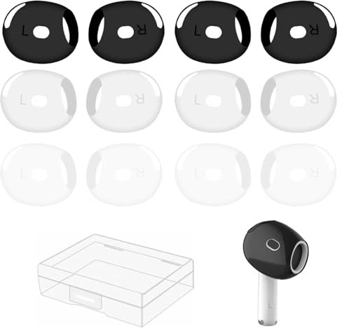ASOMI 6 pares de auriculares antideslizantes compatibles con AirPods 4 - Cubierta de gel de silicona suave ultra delgada