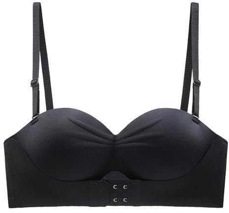 LOIJMK Sexy Half Cup Bra for Women with Removable Strap Strapless for Women with Small Breast Enhancement Comfortable Bra for Everyday Strait Jacket, black, M