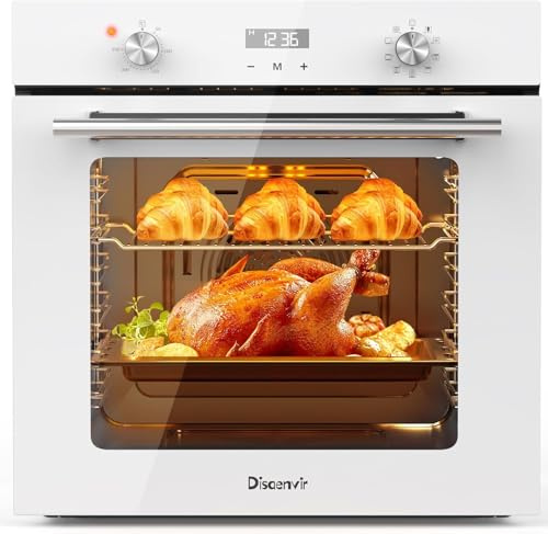 Disaenvir Backofen 60L mit Stecker, Einbaubackofen 9 Funktionen