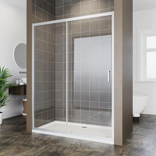 ELEGANT 1400mm Sliding Shower Door 6mm Safety Tempered Glass Reversible Bathroom Shower Enclosure Cubicle