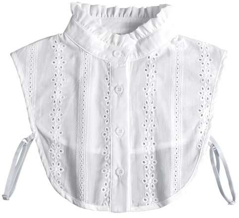 White Jacquard Detachable Collar for Women, Elegant False Shirt Collar Inserts, Fake Half Blouse Collars for Sweaters, Dresses, Blouses, Lace Style Faux Collars Women Accessory