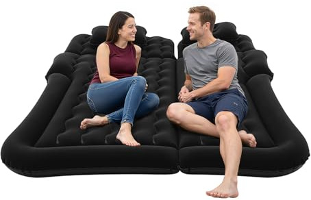 Materasso gonfiabile per SUV, materasso gonfiabile per auto, camion e campeggio, nero, PVC e floccato, 1,74 x 1,26 m, con pompa ad aria elettrica, portata 300 kg