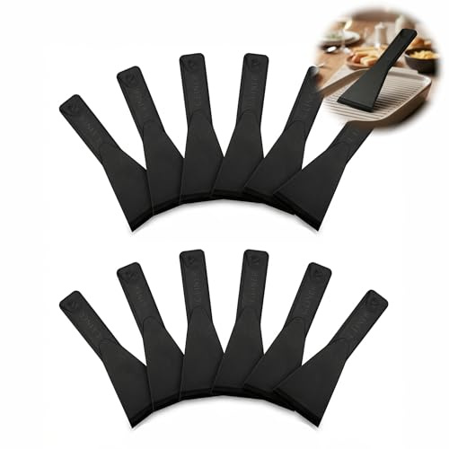 ENWRSGY 12 Pcs Espátulas para Raclette, Deslizadores Raclette, Espátula para Sarténes Antiadherente, Utensilios Cocina para Sartenes, Parrillas, Hornear(Negro)