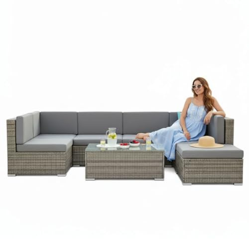 Melko Polyrattan Lounge XXL Sofa Garnitur Gartenmöbel Set Sitzgarnitur inklusive Kissen und Verbindungsclips