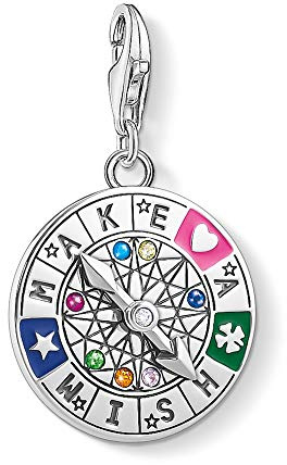 Thomas Sabo Damen Charm-Anhänger Schicksalsrad Make a Wish Charm Club 925 Sterling Silber 1818-340-7