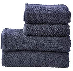 DONE Provence Honeycomb 4-tlgs Frottierset 2X Handtuch 2X Duschtuch Zwirnfrotier Weich Hautfreundlich 100% Baumwolle Anthrazit 500gr/m²