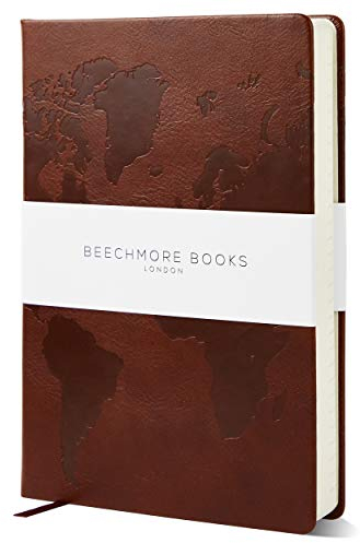 Beechmore Books Reisetagebuch - A5, Braun, liniert I Veganes Leder Hardcover Travel Journal mit 120gsm Papier, Reisechecklisten & 8 Abschnitten, Geschenkbox, für Auslandsjahr, Flitterwochen & Urlaub