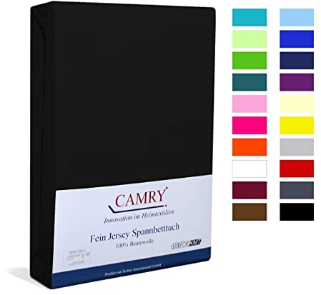 CAMRY Spannbettlaken für Babybett & Kinderbett, 60x120-70x140 cm, Jersey Spannbetttuch Baumwolle, Schwarz