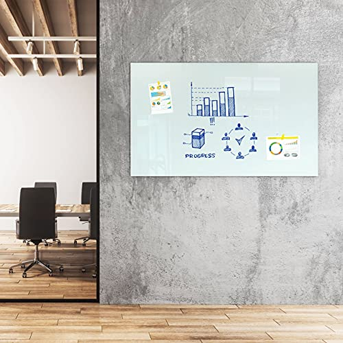 Floordirekt Glas-Whiteboard 60 x 90 cm inkl. Montagematerial und Magnete - Sicherheitsglas - Reinweiß - Rahmenlose Magnetwand - Memoboard - Glas Magnettafel