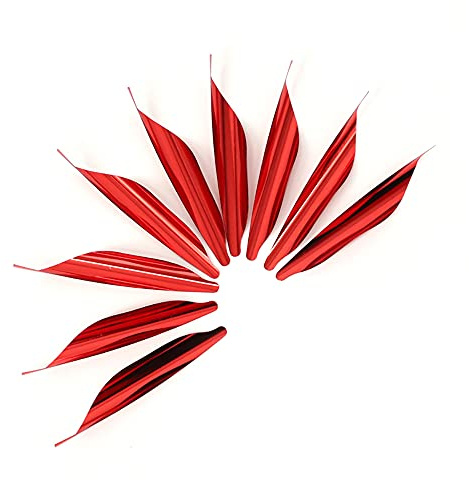 ACCMOS 50 pz/Caja Tiro al Arco Flecha Spin Vanes 1,8 Pulgadas Espiral Pluma Right Wing con Sticker Tape Bricolaje Flechas Accesorios (Red)